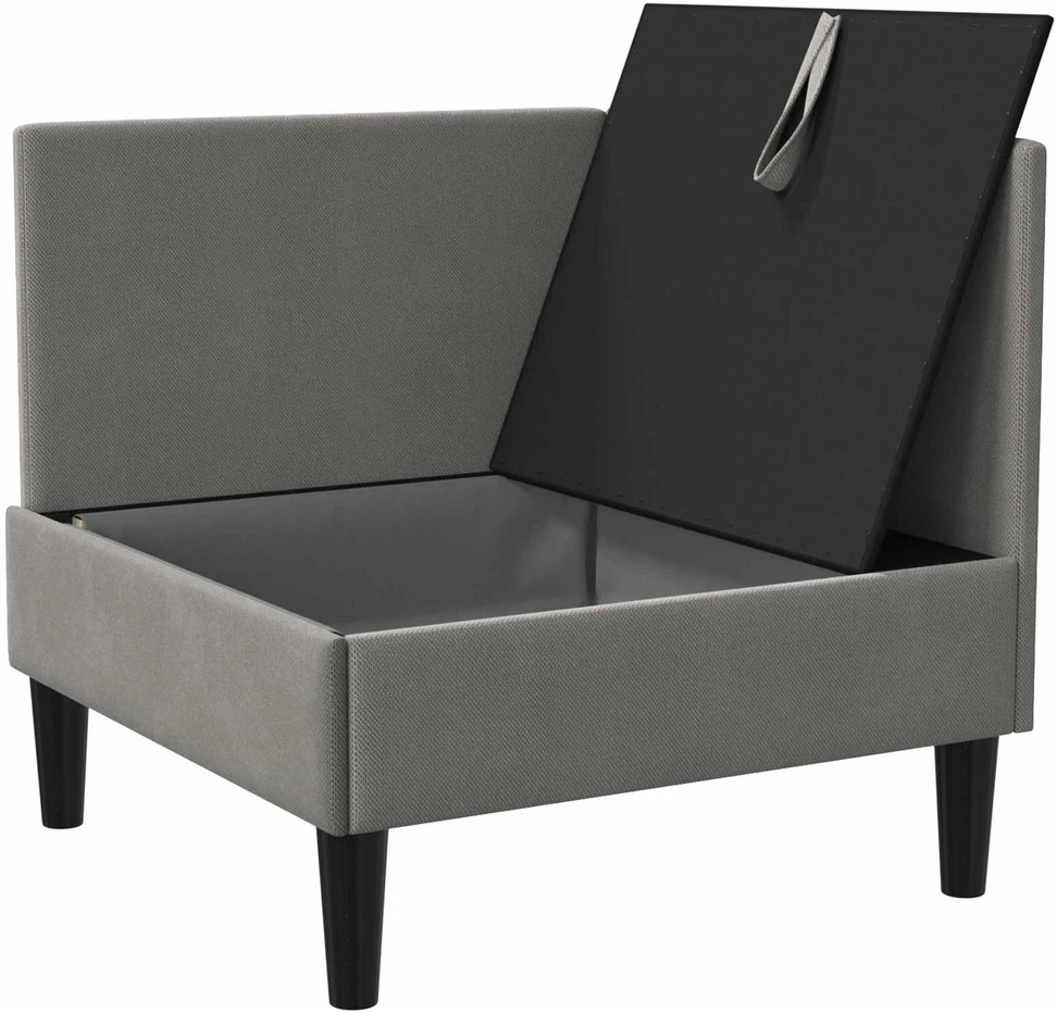 Kampinė Sofa su Saugykla Tamsiai pilka Aksomas