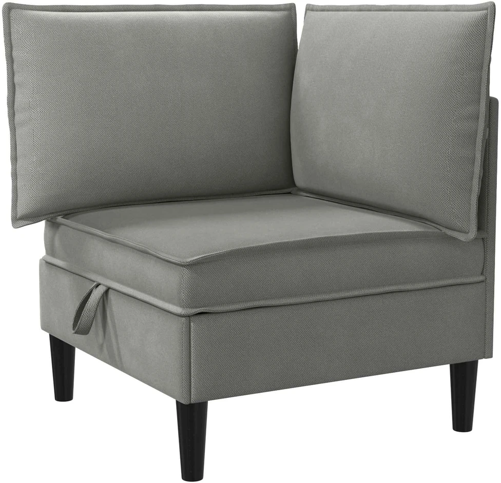 Kampinė Sofa su Saugykla Tamsiai pilka Aksomas