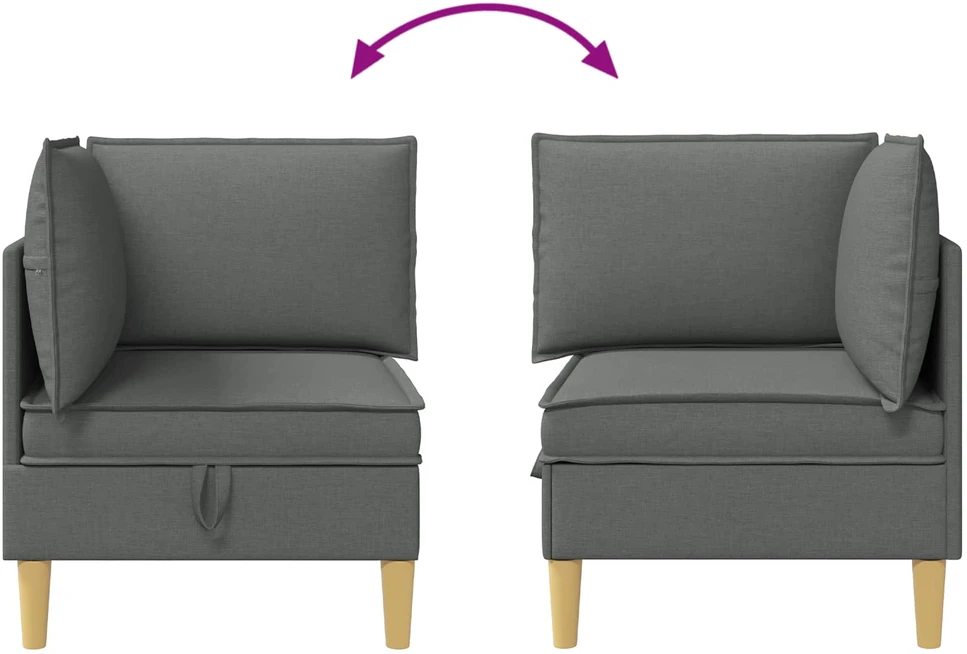 Kampinė Sofa su Saugykla Tamsiai pilka Audinys