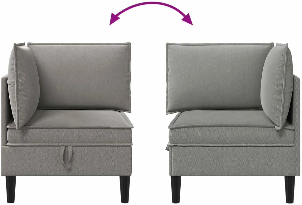 Kampinė Sofa su Saugykla Tamsiai pilka Aksomas