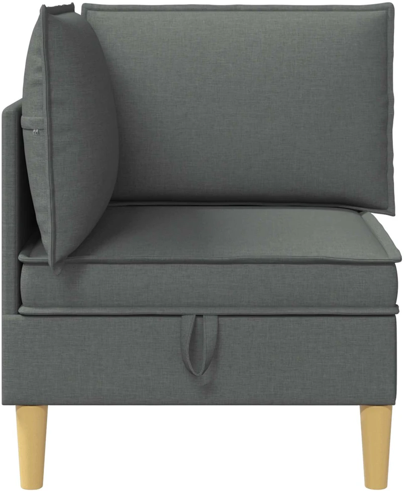 Kampinė Sofa su Saugykla Tamsiai pilka Audinys