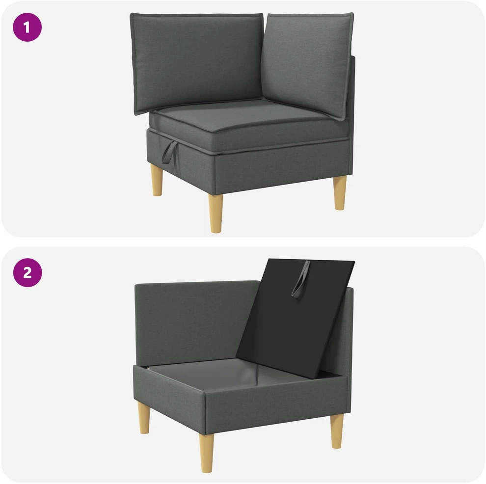 Kampinė Sofa su Saugykla Tamsiai pilka Audinys