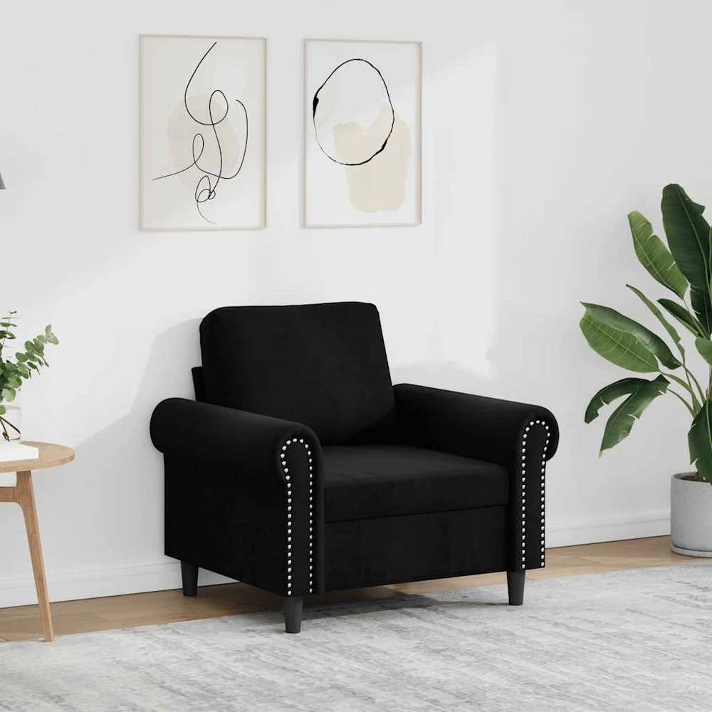 Sofa Krėslas, juodos spalvos, 60cm, aksomas