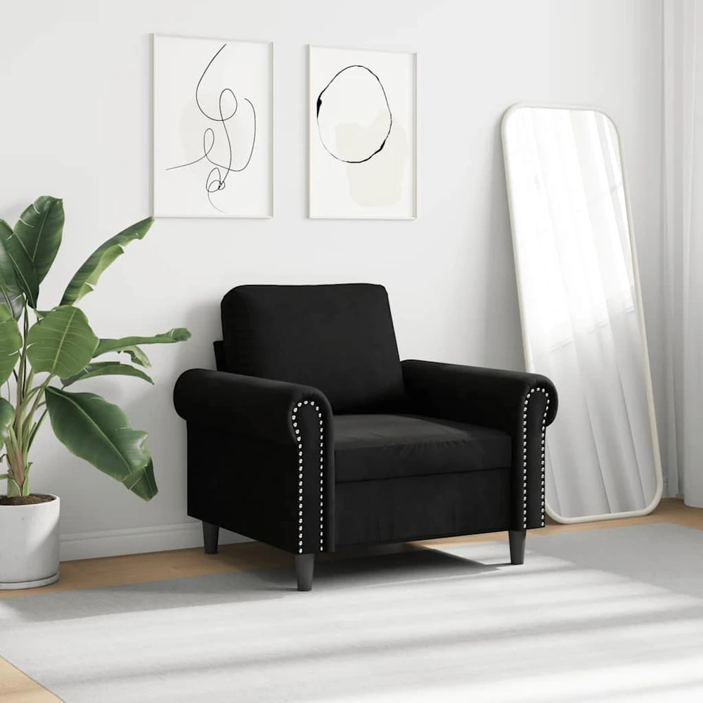 Sofa Krėslas, juodos spalvos, 60cm, aksomas