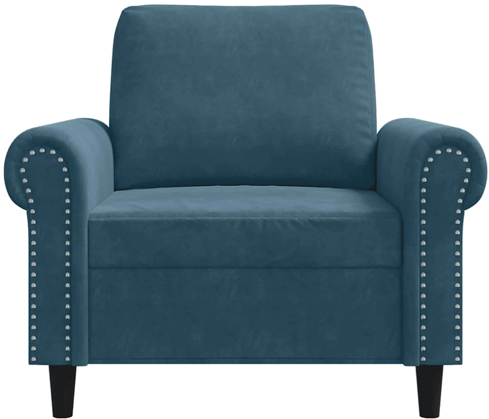 Sofa Krėslas, mėlynos spalvos, 60cm, aksomas