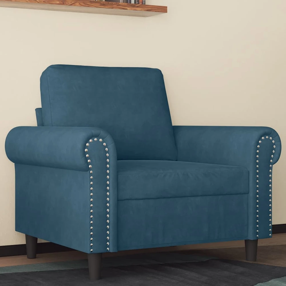 Sofa Krėslas, mėlynos spalvos, 60cm, aksomas