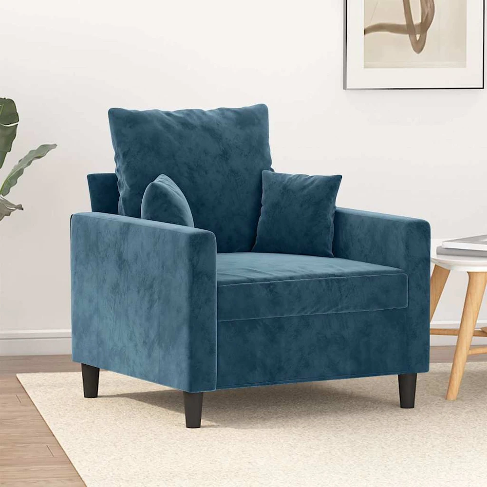 Sofa Krėslas, mėlynos spalvos, 60cm, aksomas
