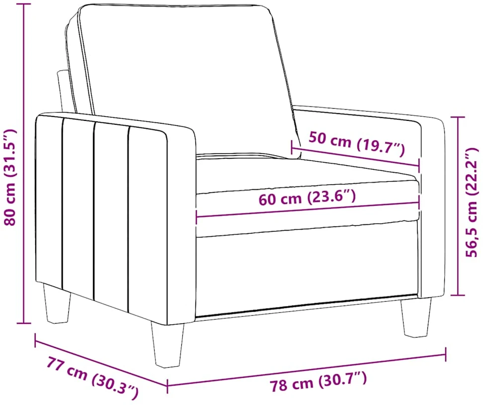 Sofa Krėslas, raudonojo vyno spalvos, 60cm, audinys