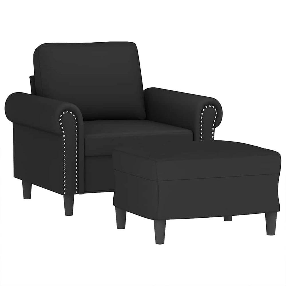 Sofa Krėslas su pakoja, juodos spalvos, 60cm, aksomas