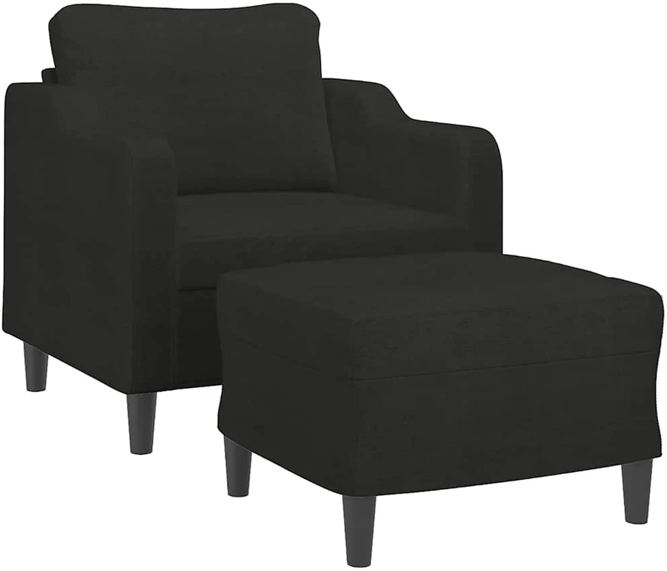 Sofa Krėslas su pakoja, juodos spalvos, 60cm, audinys