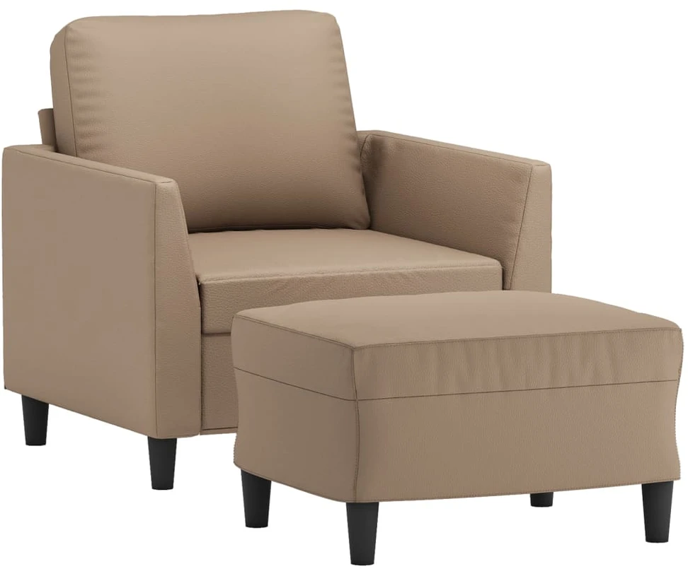 Sofa Krėslas su pakoja, kapučino spalvos, 60cm, dirbtinė oda