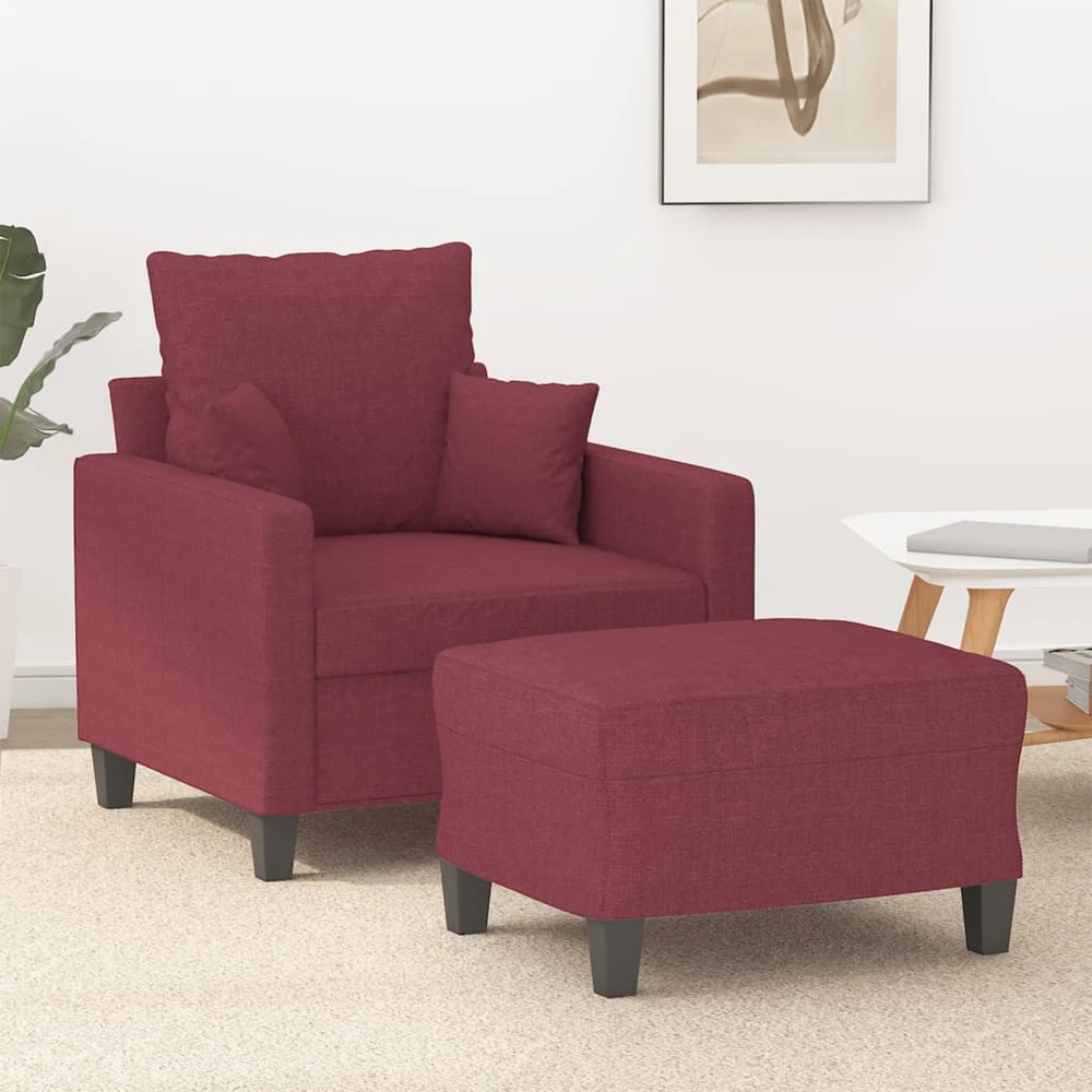Sofa Krėslas su pakoja, raudonojo vyno spalvos, 60cm, audinys