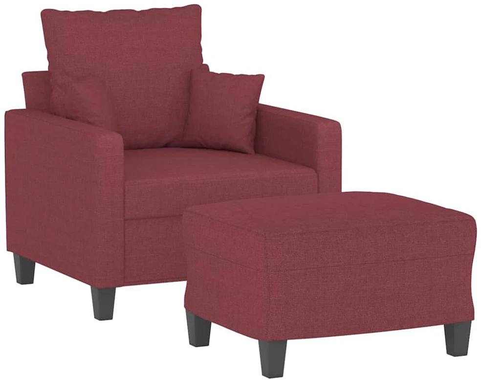 Sofa Krėslas su pakoja, raudonojo vyno spalvos, 60cm, audinys