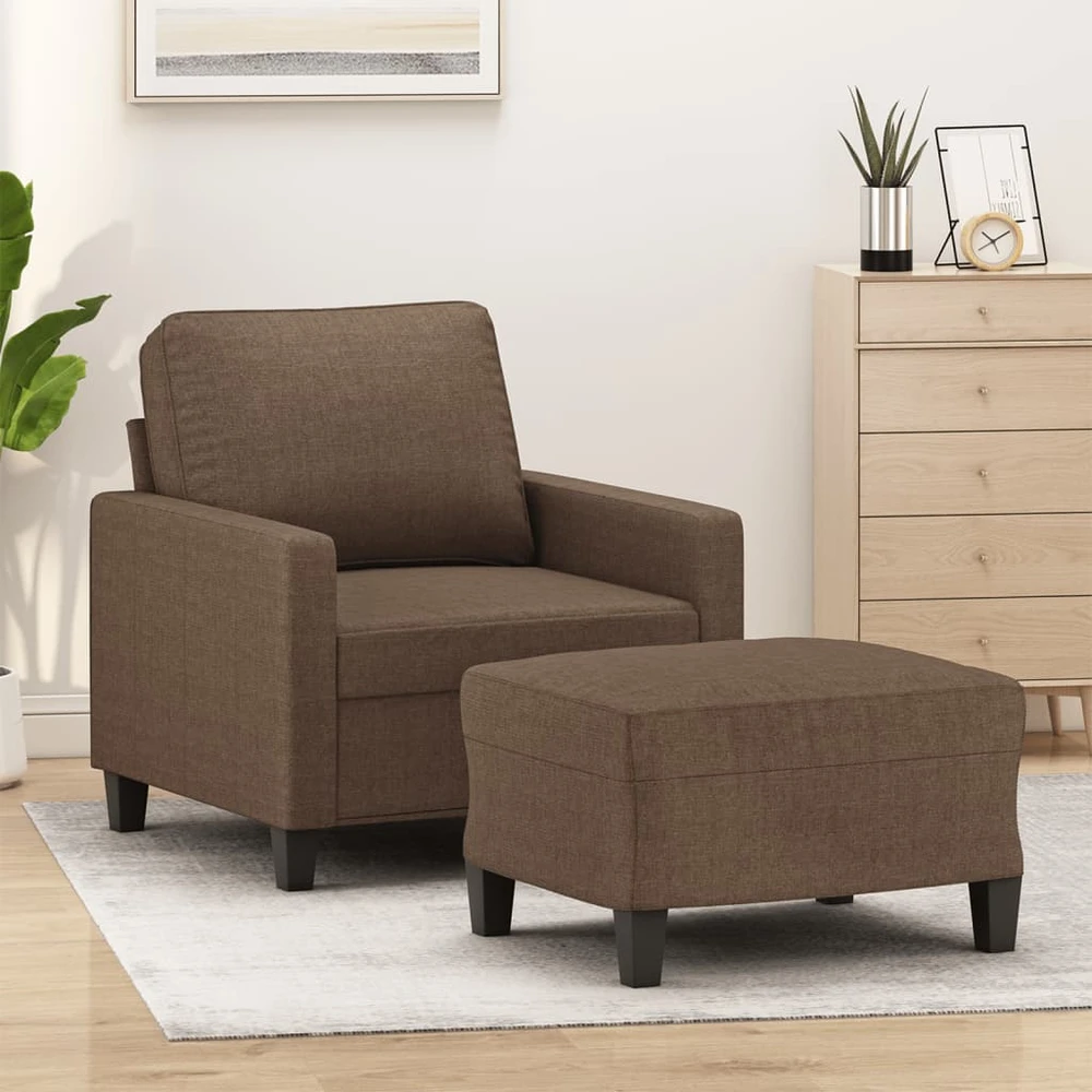 Sofa Krėslas su pakoja, rudos spalvos, 60cm, audinys