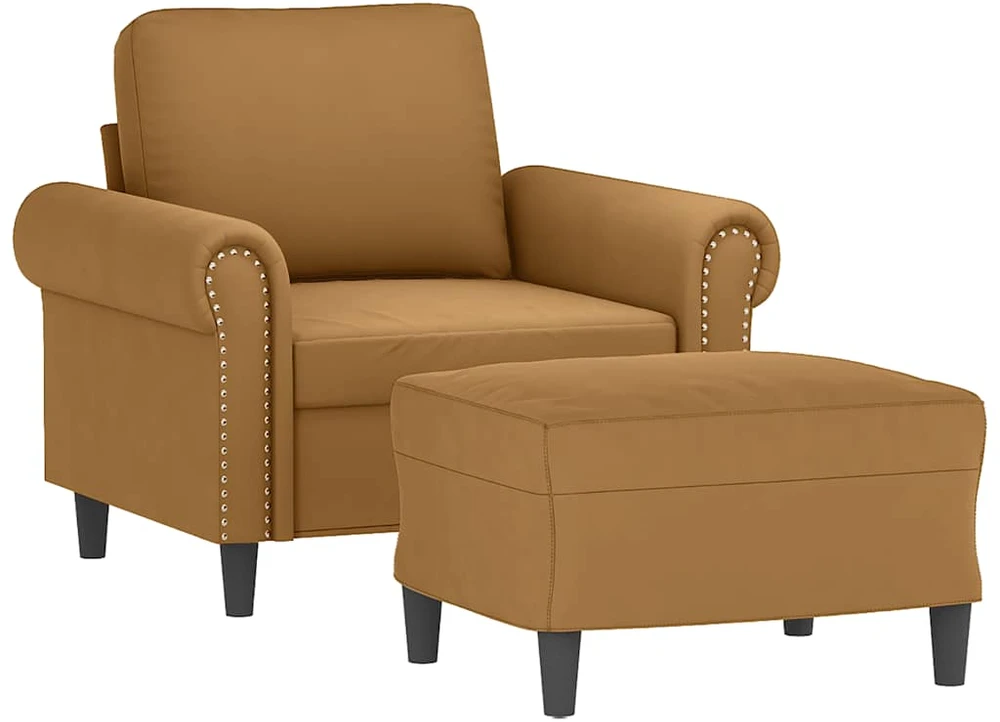 Sofa Krėslas su pakoja, rudos spalvos, 60cm, aksomas