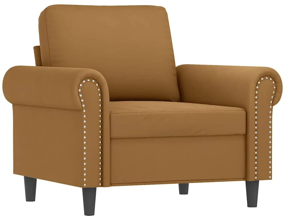 Sofa Krėslas su pakoja, rudos spalvos, 60cm, aksomas