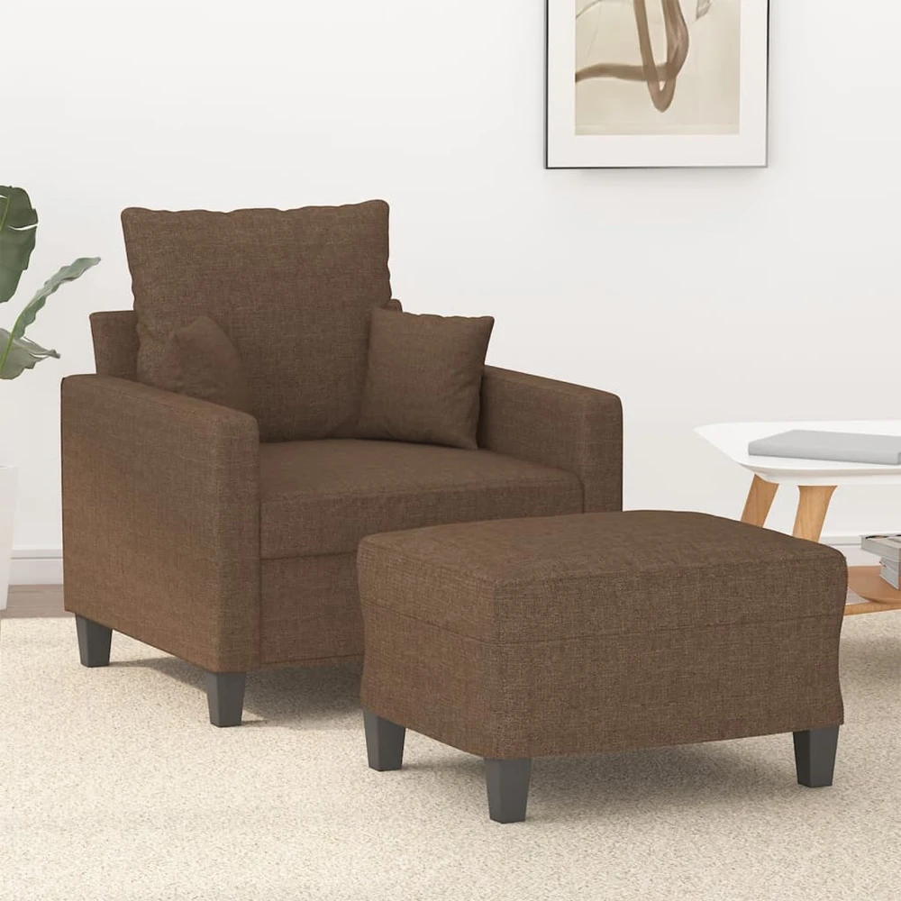 Sofa Krėslas su pakoja, rudos spalvos, 60cm, audinys
