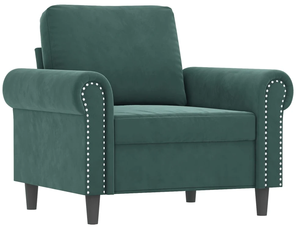 Sofa Krėslas su pakoja, tamsiai žalios spalvos, 60cm, aksomas
