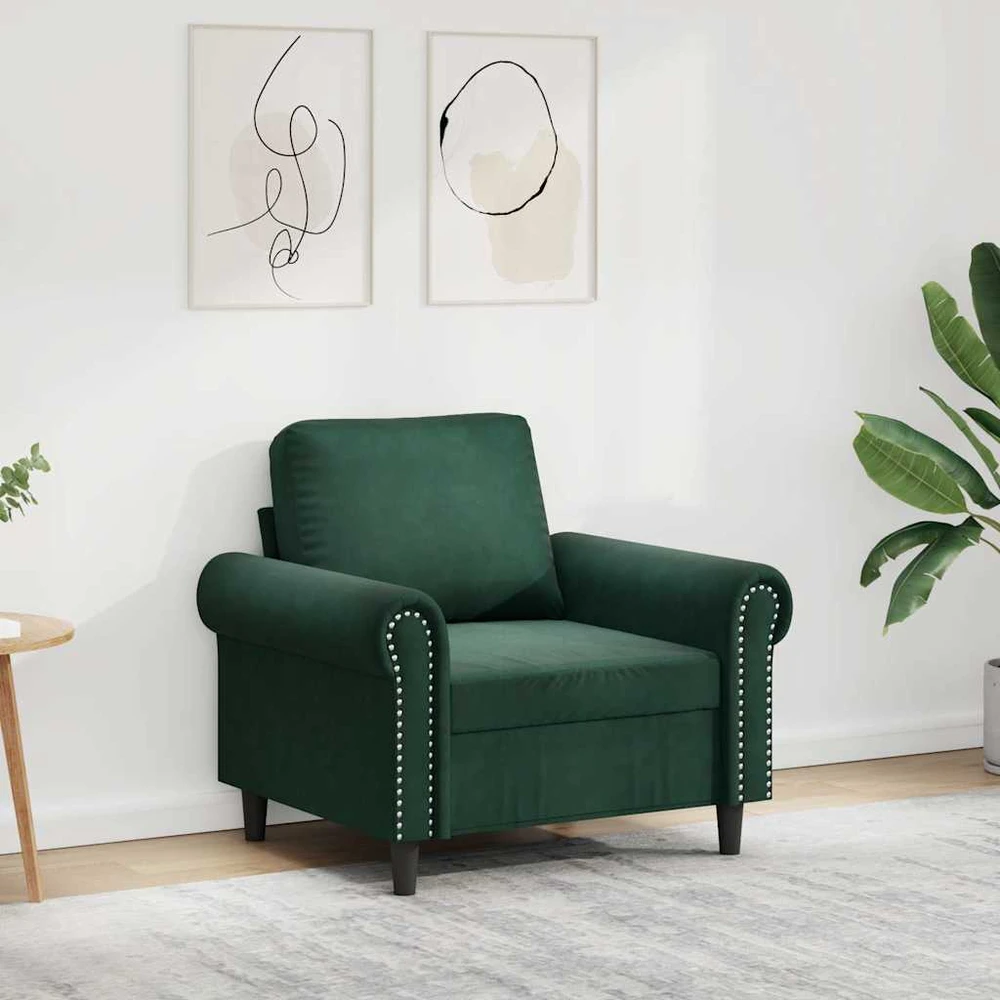Sofa Krėslas, tamsiai žalios spalvos, 60cm, aksomas
