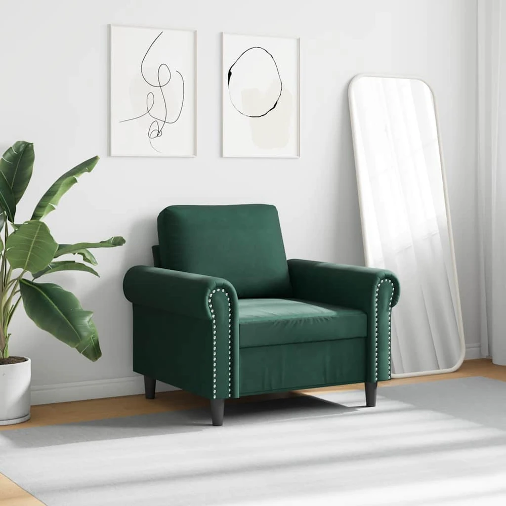 Sofa Krėslas, tamsiai žalios spalvos, 60cm, aksomas