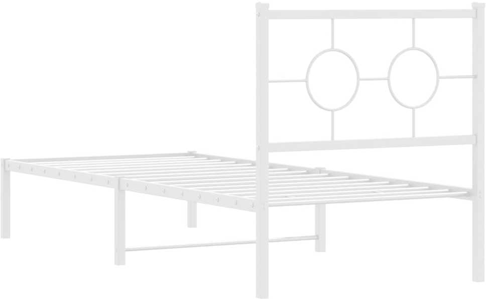 Metalinis lovos rėmas su galvūgaliu, baltos spalvos, 75x190cm