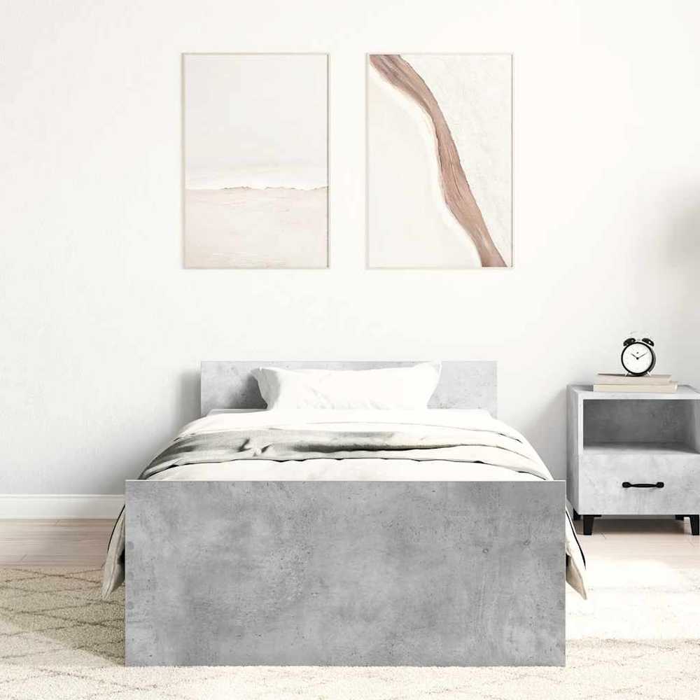 Lovos rėmas, betono, 75x190cm, apdirbta mediena, vienvietis
