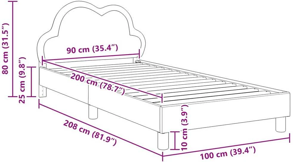 Lova Vaikiška lovos konstrukcija su galvūgaliu Rožinė 90 x 200 cm PU