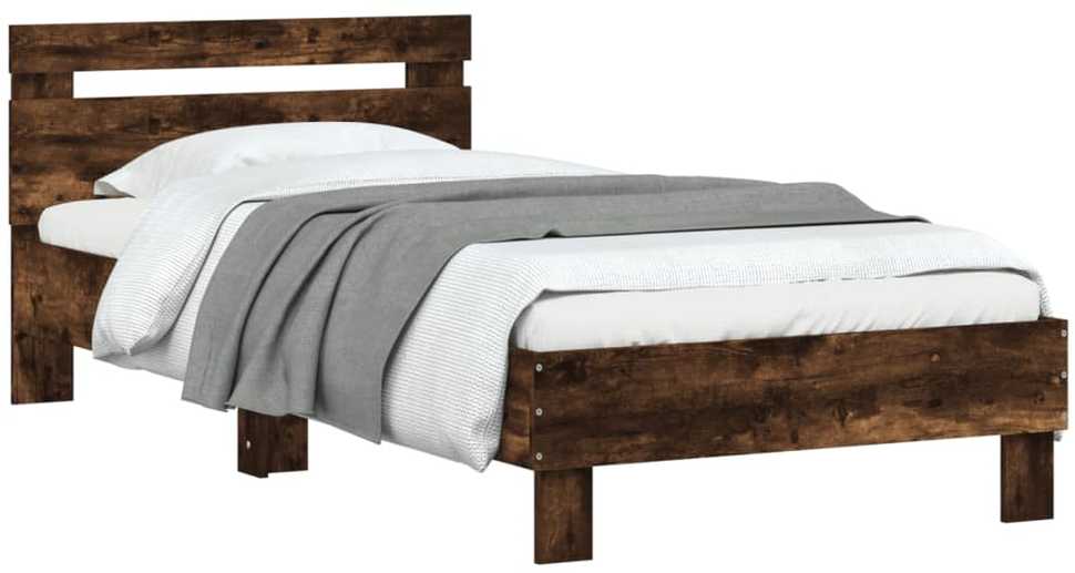 Lovos rėmas su galvūgaliu/be čiužinio, dūminio ąžuolo, 75x190cm