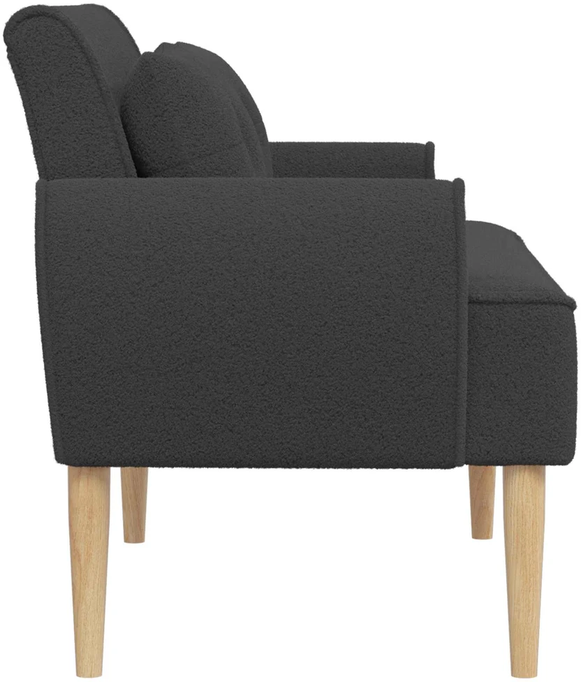 Sofa Minkštas kampas su mygtukų apmušalais Tamsiai pilka Bouclé