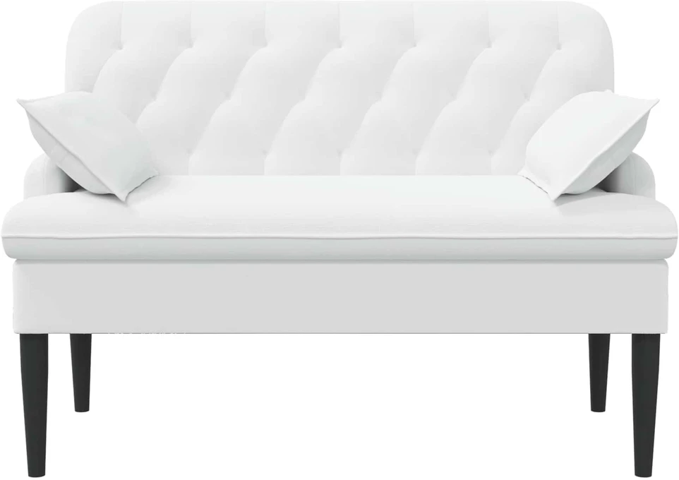 Sofa Minkštas kampas su mygtukų apmušalais Balta 111 x 68 x 80 cm