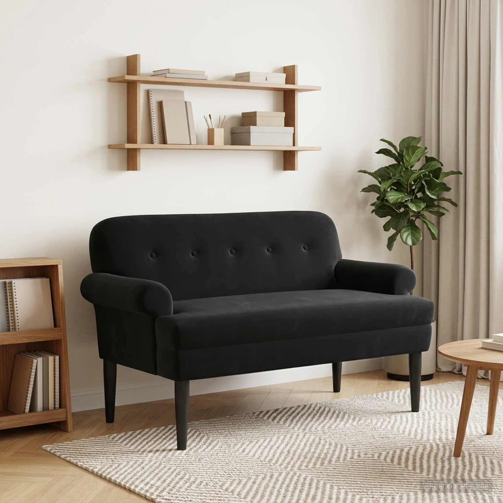 Sofa Minkštas kampas su mygtukų apmušalais Juoda 120 x 66 x 78 cm
