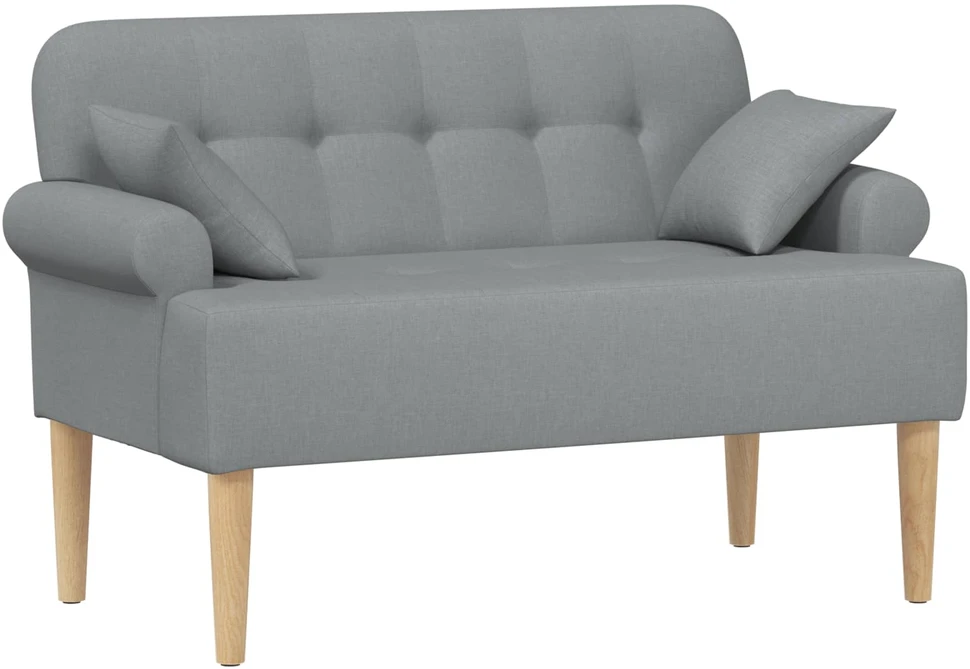 Sofa Minkštas kampas su mygtukų apmušalais Šviesiai pilka Audinys