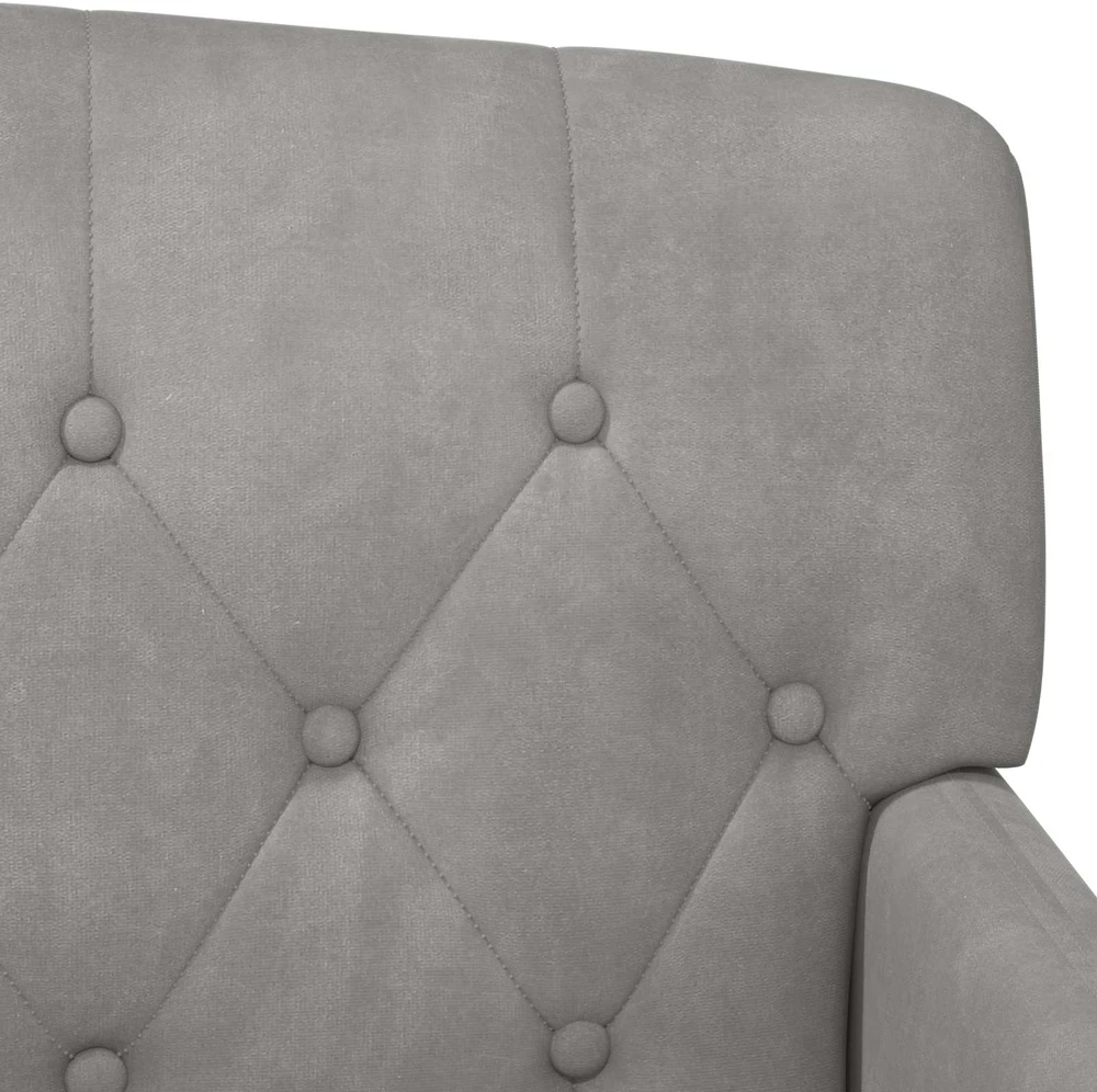 Sofa Minkštas kampas su mygtukų apmušalais Šviesiai pilka Aksomas
