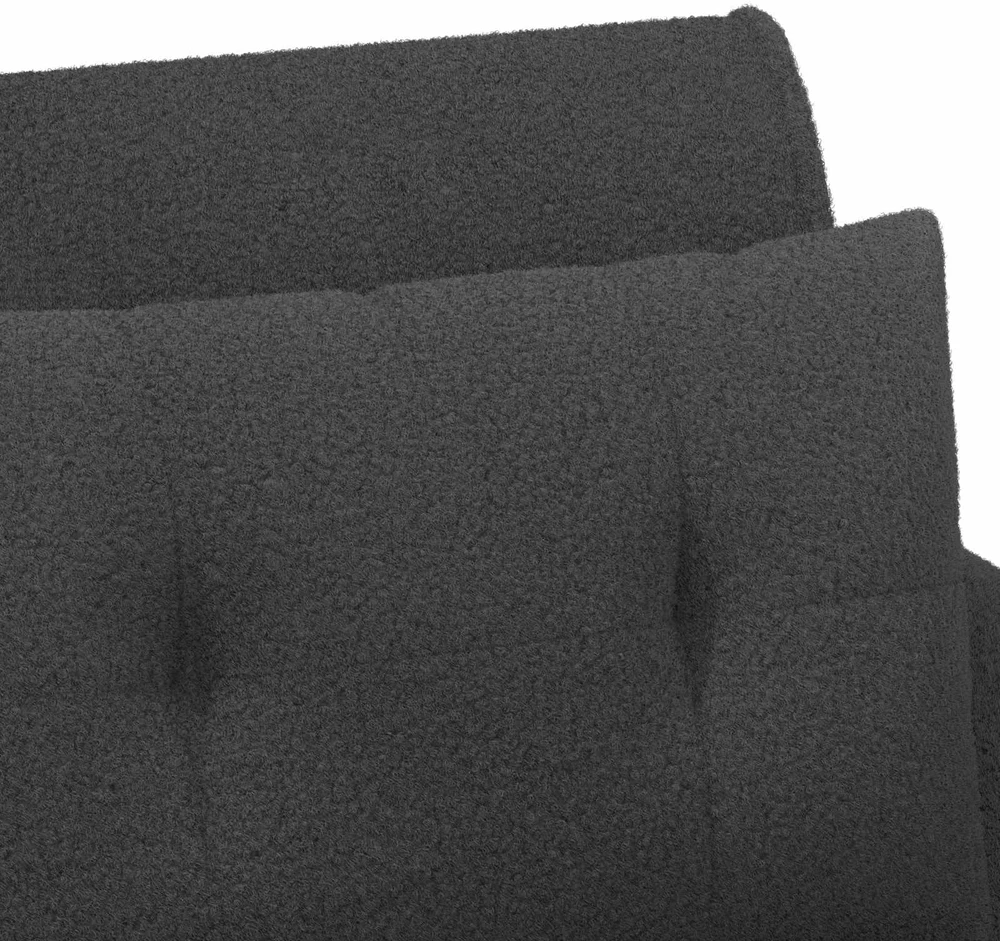 Sofa Minkštas kampas su mygtukų apmušalais Tamsiai pilka Bouclé