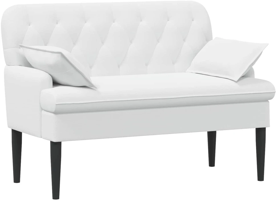 Sofa Minkštas kampas su mygtukų apmušalais Balta 111 x 68 x 80 cm