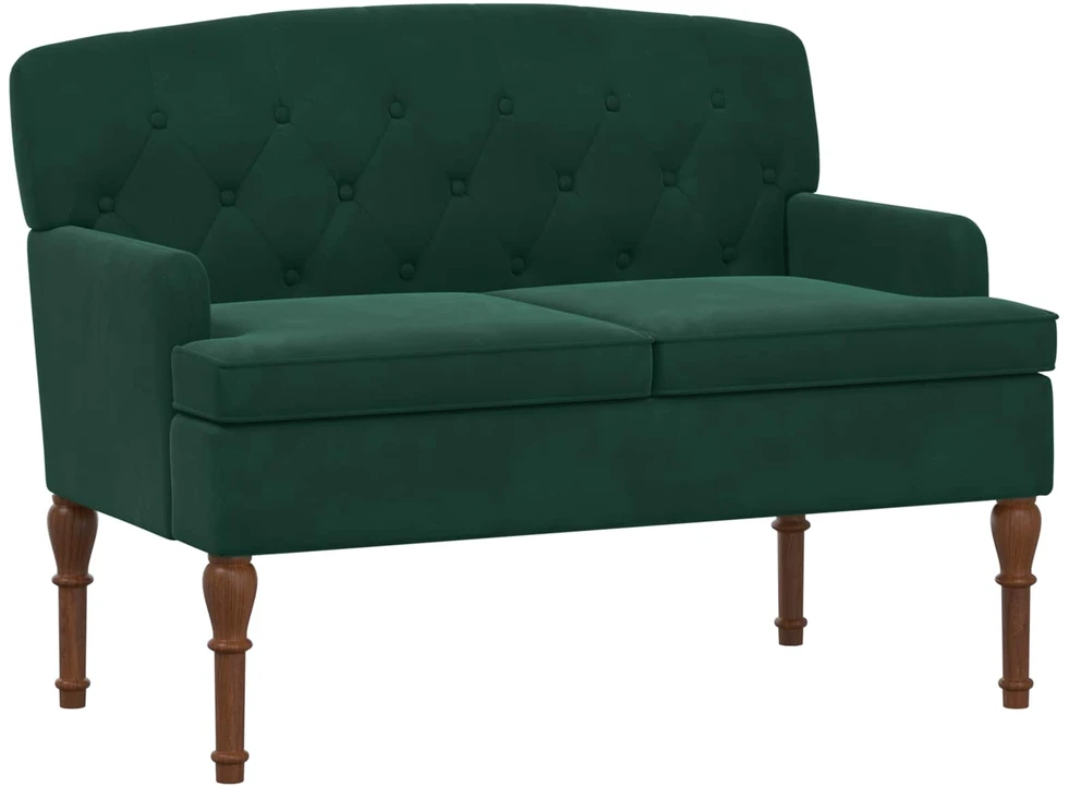 Sofa Minkštas kampas su mygtukų apmušalais Tamsiai žalia Aksomas
