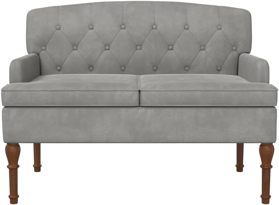 Sofa Minkštas kampas su mygtukų apmušalais Šviesiai pilka
