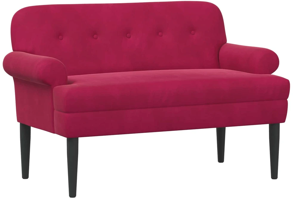 Sofa Minkštas kampas su mygtukų apmušalais Vyno raudona Aksomas