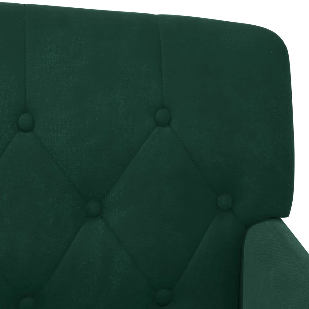 Sofa Minkštas kampas su mygtukų apmušalais Tamsiai žalia Aksomas