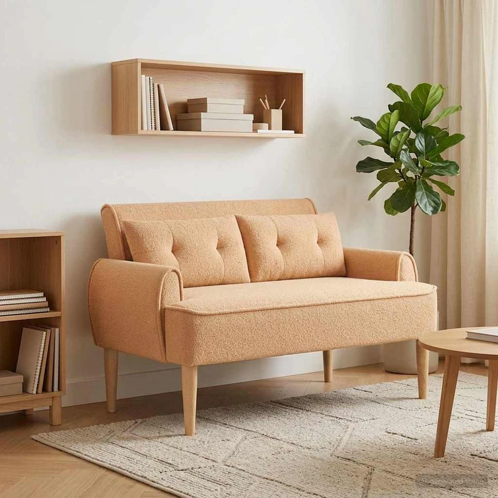 Sofa Minkštas kampas su mygtukų apmušalais Smėlio 117 x 67 x 77 cm