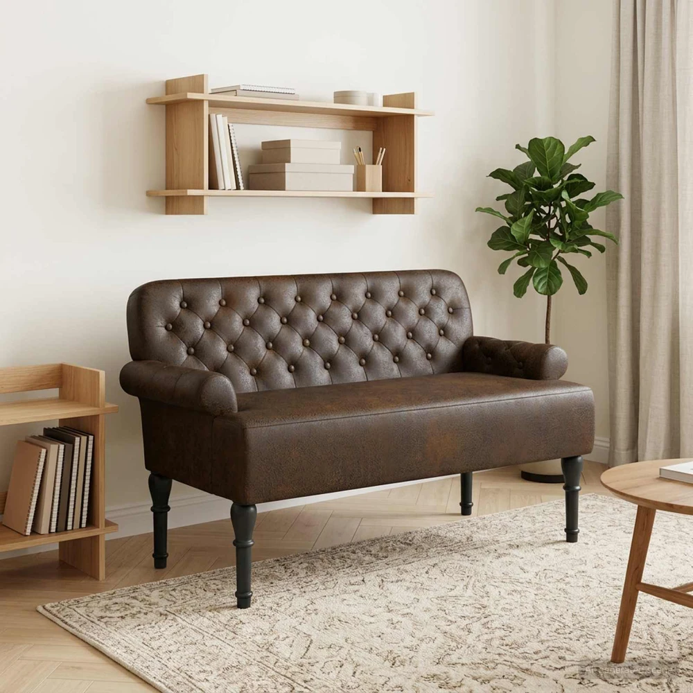 Sofa Minkštas kampas su mygtukų apmušalais Ruda 120 x 65 x 78 cm