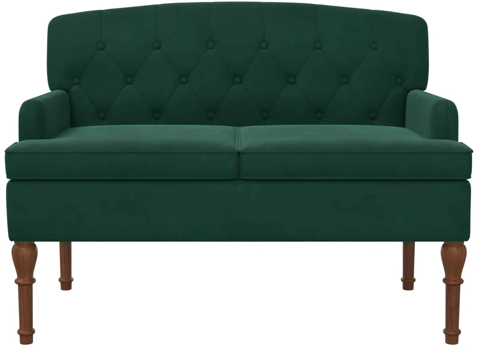 Sofa Minkštas kampas su mygtukų apmušalais Tamsiai žalia Aksomas