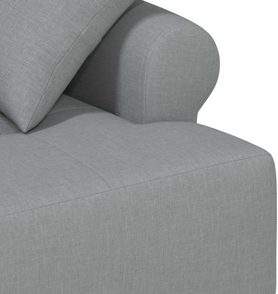 Sofa Minkštas kampas su mygtukų apmušalais Šviesiai pilka Audinys
