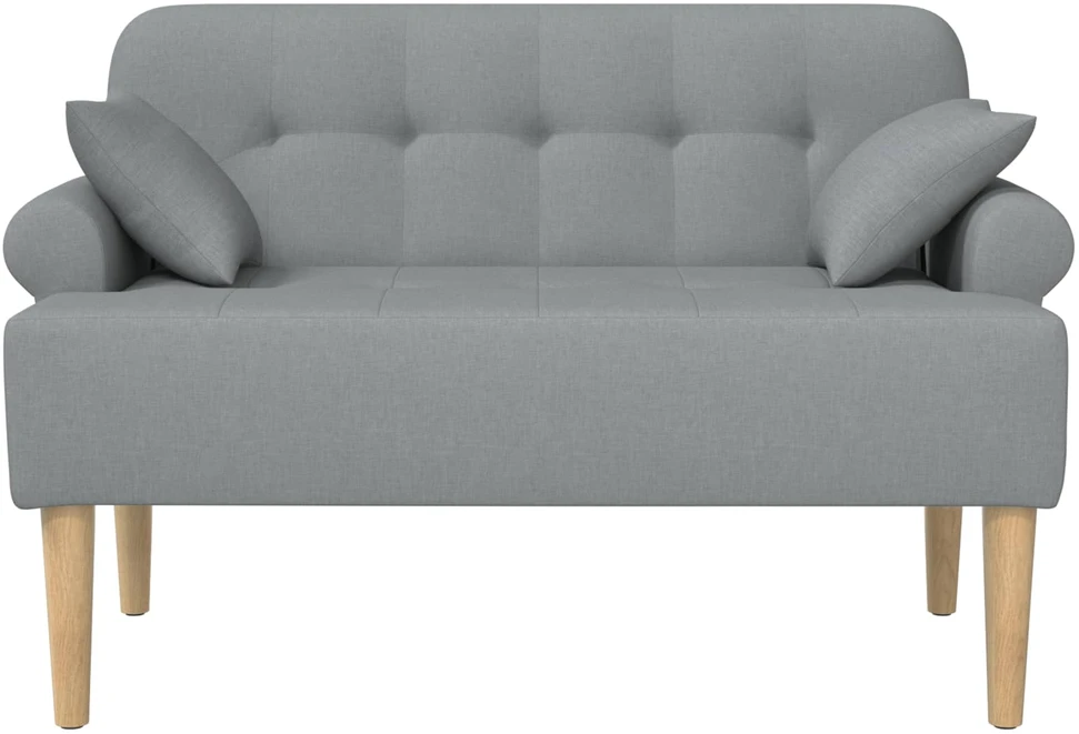 Sofa Minkštas kampas su mygtukų apmušalais Šviesiai pilka Audinys