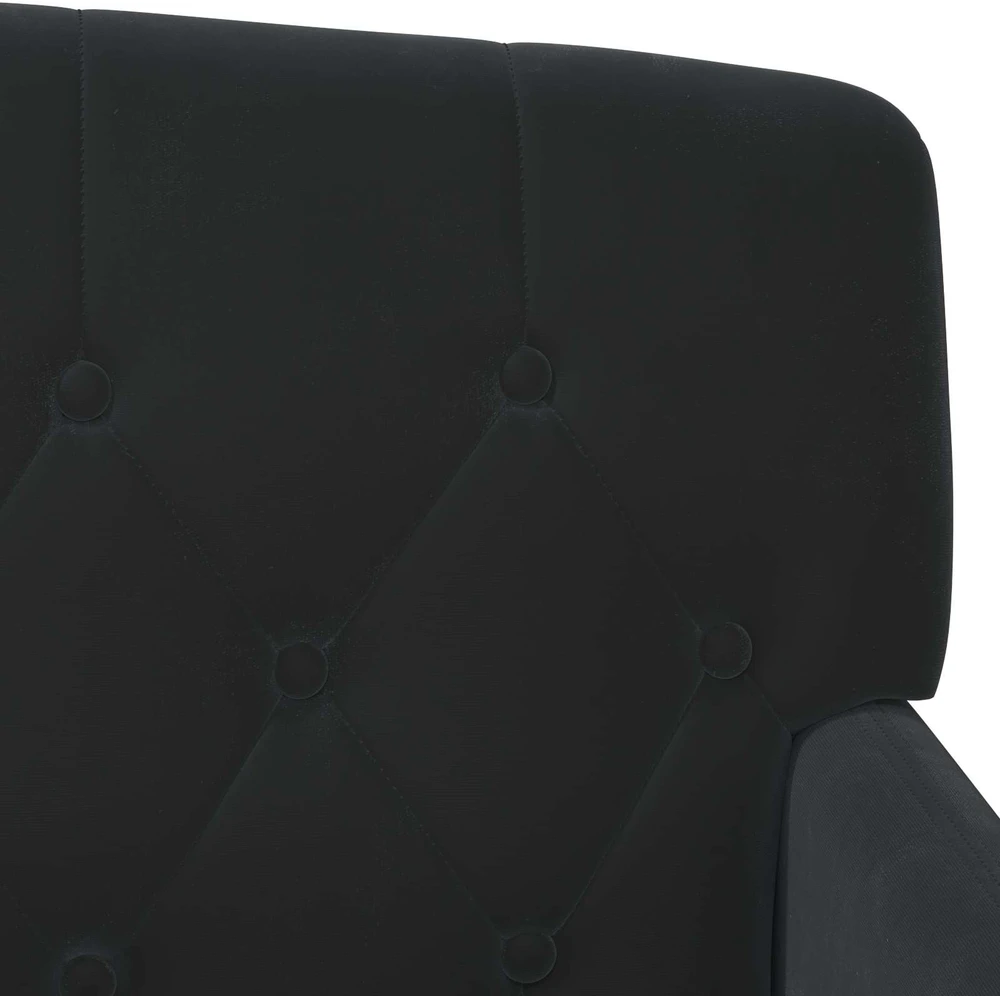 Sofa Minkštas kampas su mygtukų apmušalais Juoda 111 x 65 x 79 cm