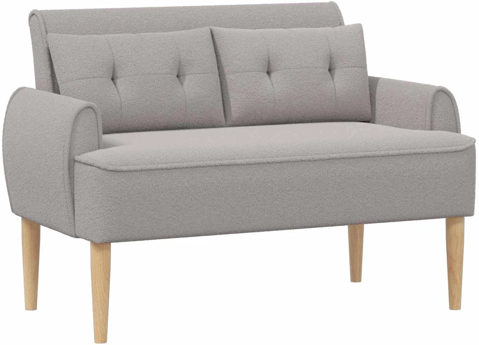 Sofa Minkštas kampas su mygtukų apmušalais Šviesiai pilka Bouclé