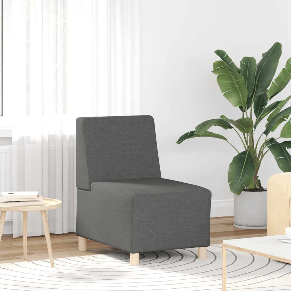 Modulinė sofa be porankių, tamsiai pilka, 55 cm, audinys