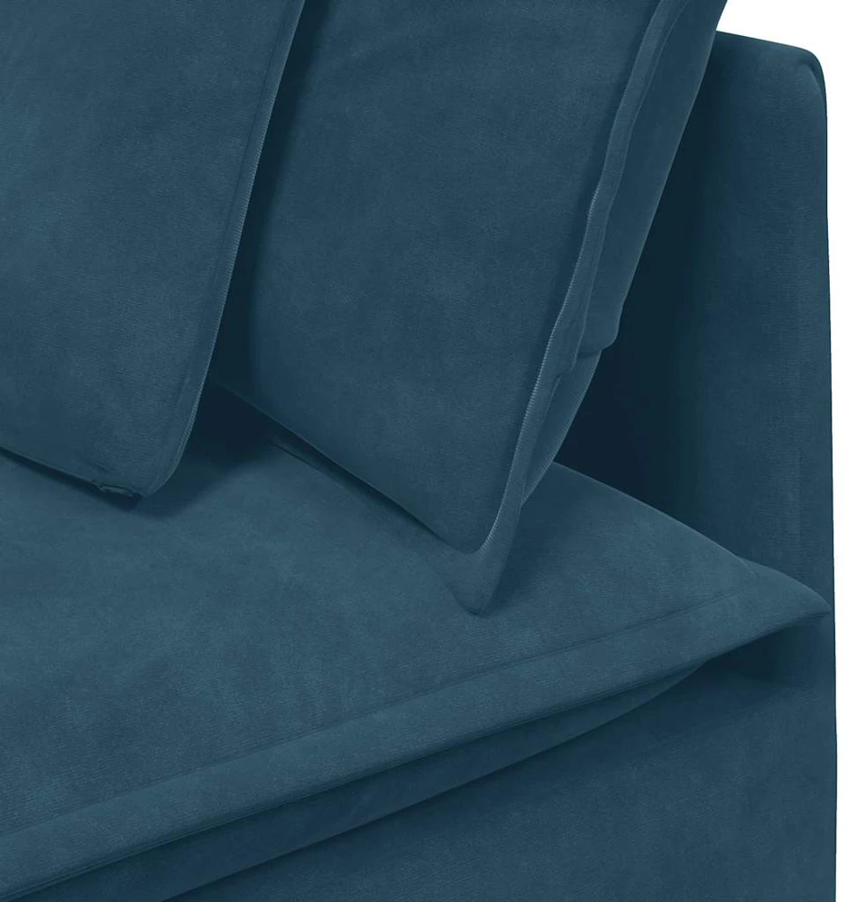 Modulinė sofa su pagalvėlėmis, aksominė, mėlyna