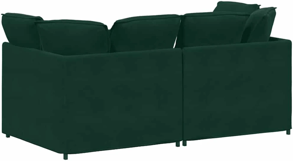 Modulinė sofa su pagalvėlėmis, aksominė, tamsiai žalia