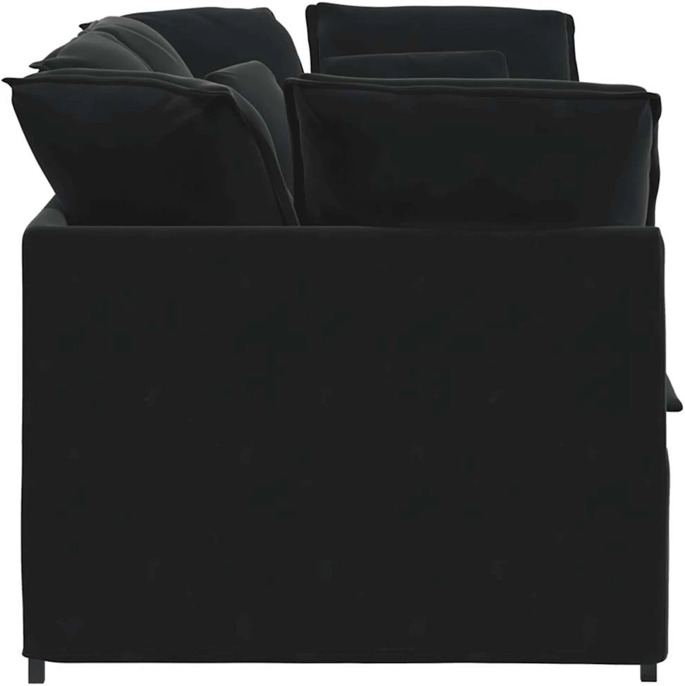 Modulinė sofa su pagalvėlėmis, aksominė, juoda